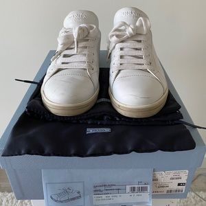 AUTHENTIC Prada White Lace Up Sneakers